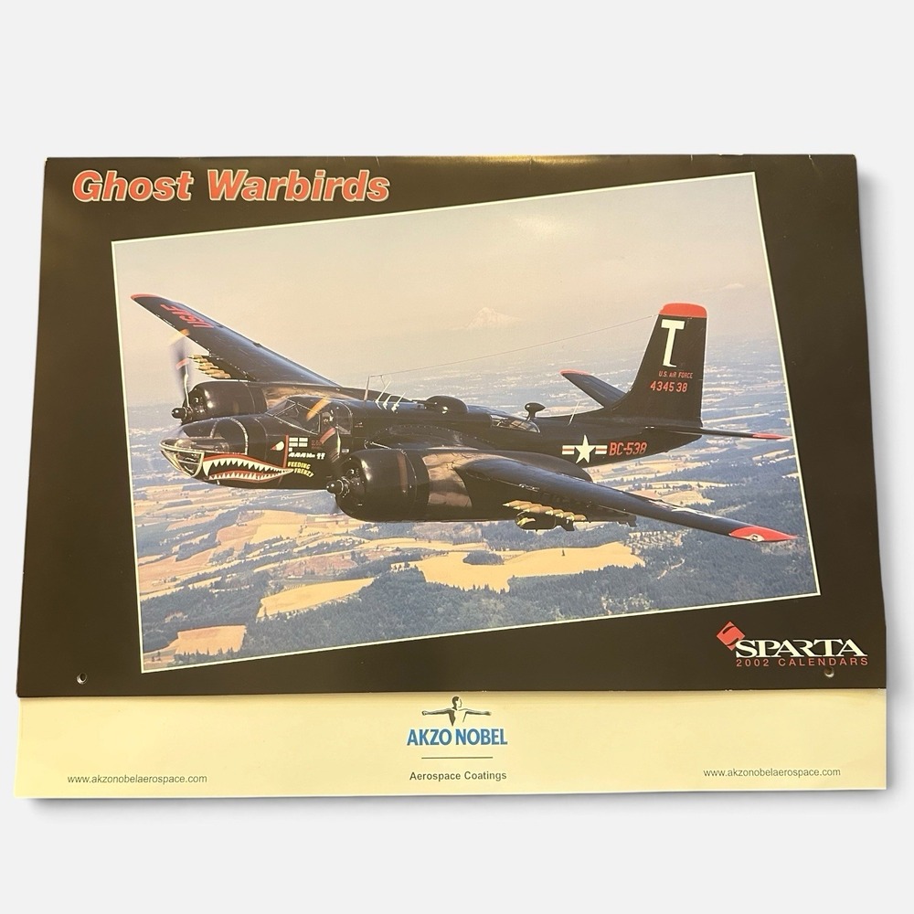 2002 Ghost Warbirds Calendar AKZO Nobel/Sparta P-51D P-47D F6F A26C P-40C . . .